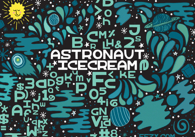 Astronaut Ice Cream Vector Font - Free vector #361763