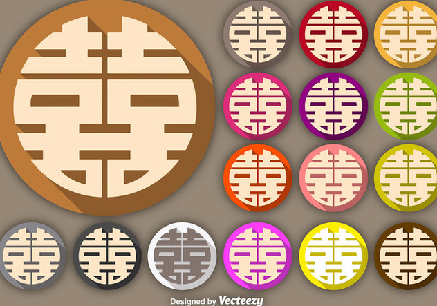 Vector Double Happiness Symbol Buttons - Free vector #365353