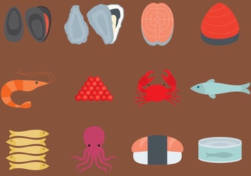 Sea Food Flat Icons - Free vector #366763