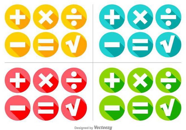 Vector Colorful Math Symbols Buttons Set - Free vector #370943