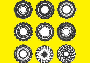 Tractor Tire Vector Icons - бесплатный vector #372983