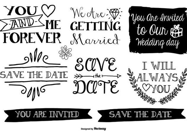 Hand Drawn Style Marriage Labels - vector #378063 gratis