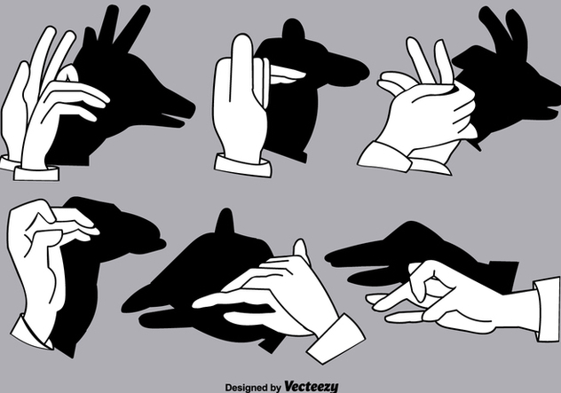 Set of Shadow Hand Puppets - Vector Elements - Kostenloses vector #378233