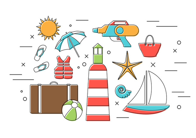 Vector Set of Summer Icons - Free vector #379343