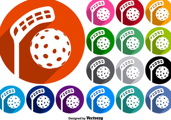 Vector Set Of Buttons With Floorball Icons - Free vector #381853