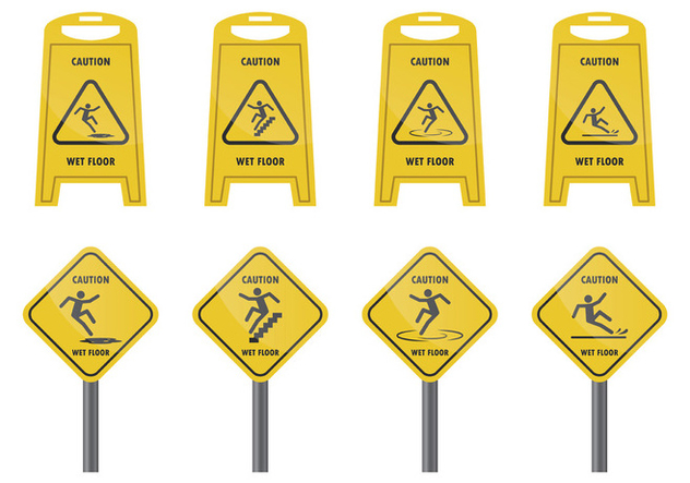 Warning Sign For Wet Floor - Free vector #383583