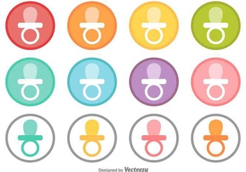 Vector Collection Of Buttons With A Baby's Dummy Icon - vector gratuit #384023 