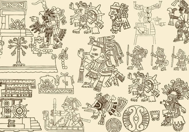 Antique Aztec Drawings - бесплатный vector #385713