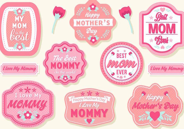 Free Mother's Day Badges Vector - Kostenloses vector #389053