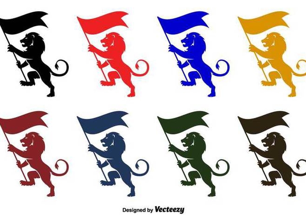 Lion Rampant Vector Silhouettes - Free vector #392583