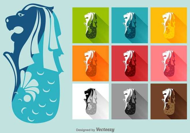 Merlion Vector Flat Icons - Free vector #392593
