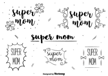 Super Mom Label Set - vector gratuit #394183 