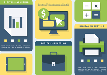 Bright Digital Marketing Business Vector Illustration - Kostenloses vector #395813