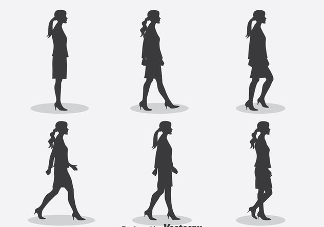 Woman Silhouette Walk Cycle Vector - Free vector #396593