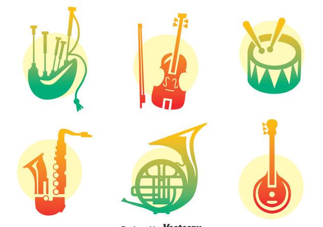 Colorful Music Instrument Vector Set - Free vector #396693