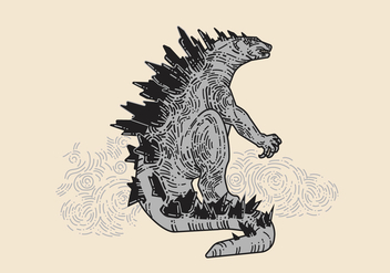 Hand Drawn Godzilla Vector - Free vector #398153
