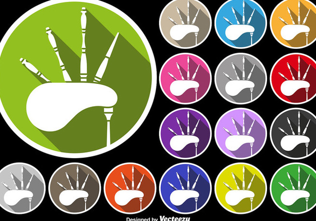 Bagpipe Icon Colorful Buttons Set - Kostenloses vector #404893