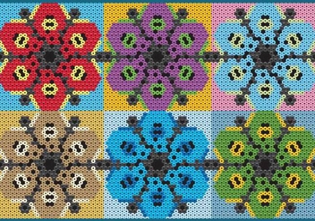 Huichol Quiet Flowers Patterns - Free vector #408293