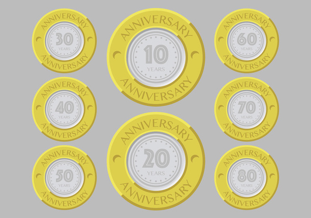 Gold and silver anniversary badges - vector #409303 gratis