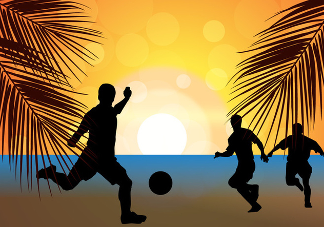 Beach Soccer Football Sunset Silhouette - Kostenloses vector #410653