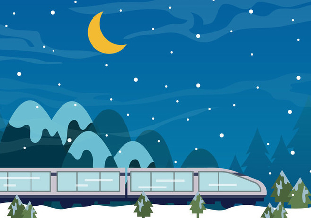 Tgv Train In The Night Of Snow - Free vector #415963