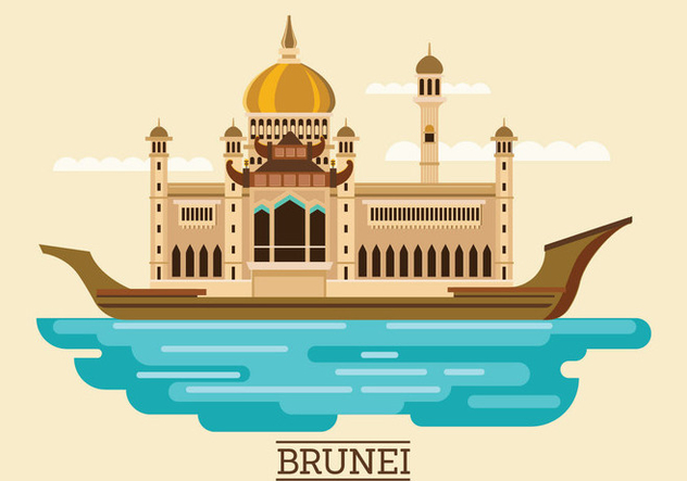 Vector Illustration of Sultan Omar Ali Saifuddien Mosque in Brunei - Kostenloses vector #416013