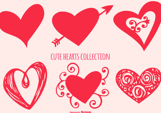 Cute Heart Shapes Collection - vector gratuit #416323 