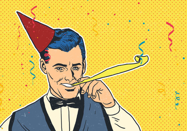 Man With Party Blower - Free vector #416643