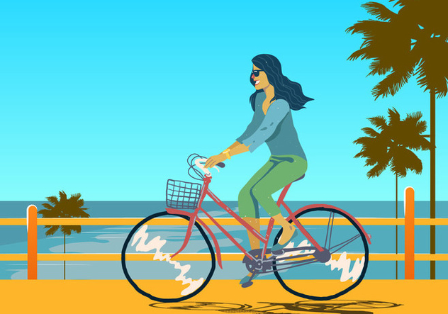 Girl on Bicicleta Vector - vector gratuit #418813 