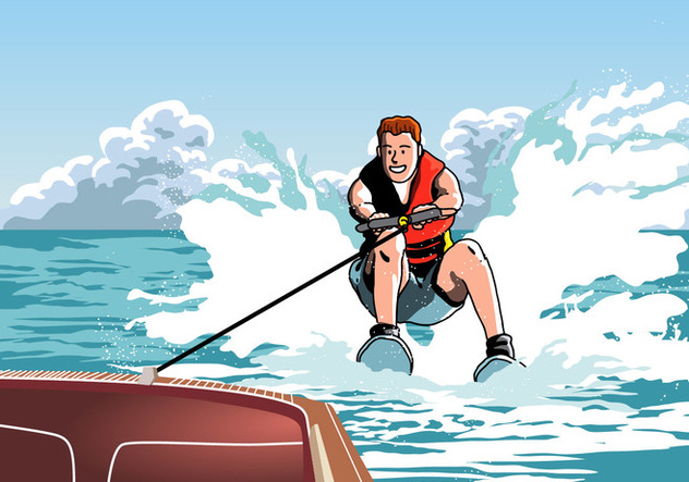 Man Riding On Water Skiing - Free vector #418943