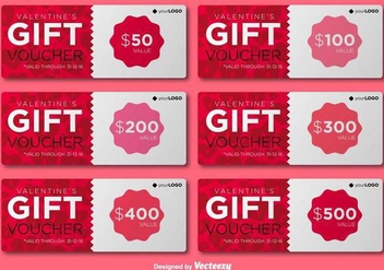 Valentines Vector Gift Cards Template - Free vector #419163