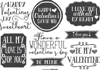 Cute Hand Drawn Style Valentine's Day Labels - vector #420553 gratis
