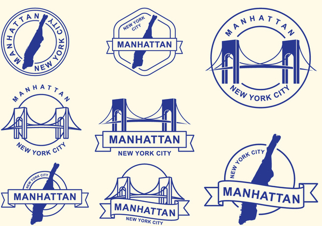 Stamps Of Manhattan Borough, New York City - бесплатный vector #420683