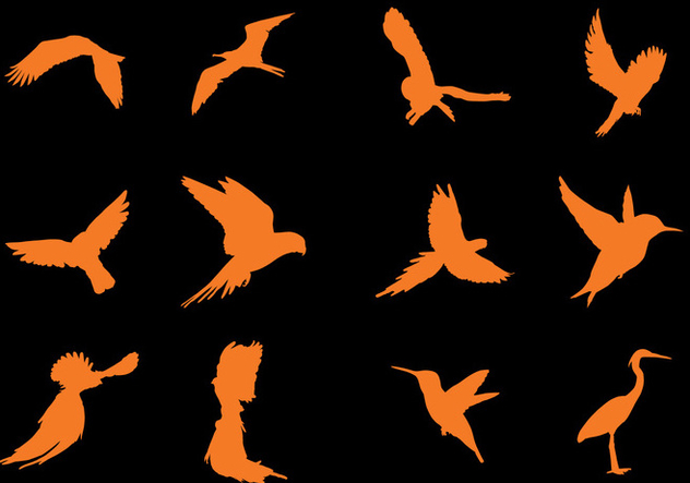 Flying Bird Silhouette Vectors - Free vector #421413