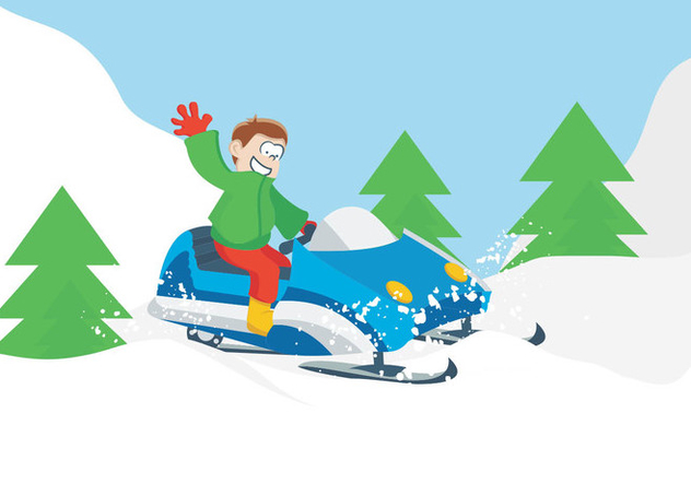 Riding Snowmobile - vector gratuit #421933 