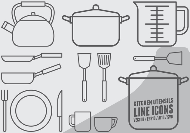 Kitchen Utensils Icons - vector #422583 gratis