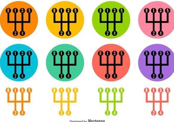 Colorful Gear Shift Vector Icons - Free vector #422873