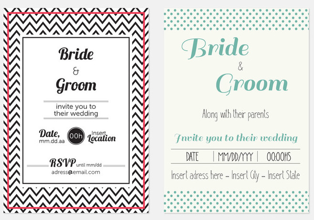 Cool Modern Wedding Invitations - vector gratuit #425083 