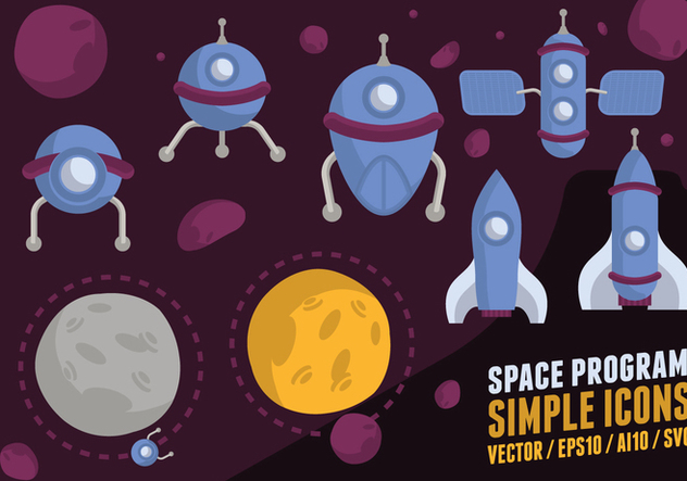 Space Program Icons - vector #425233 gratis