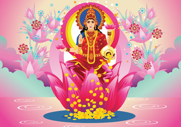 Free Pink Goddess Lakshmi Vector - vector #426103 gratis