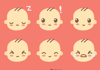 Cute Baby Face Collection Vector - Kostenloses vector #426563