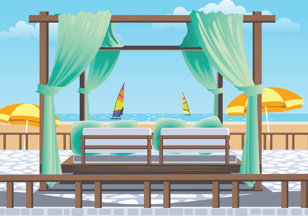 Outdoor Cabana Bed at a Resort - бесплатный vector #427113