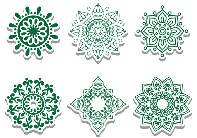 Green Arabian Circle Vector Ornaments - vector gratuit #428263 