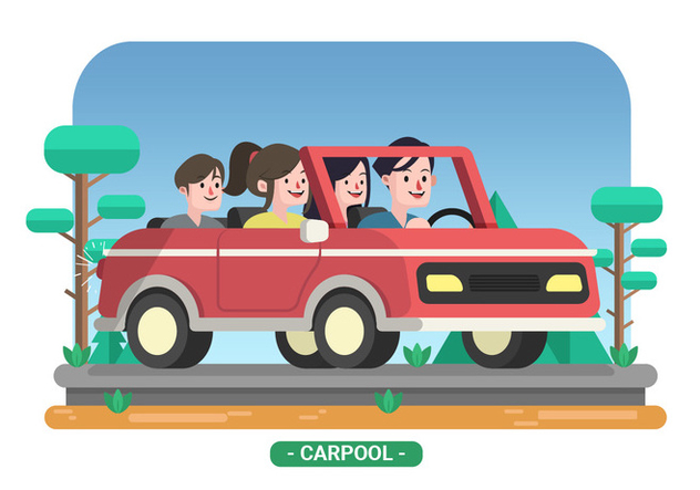 Family Carpool Vector Illustration - Free vector #428893