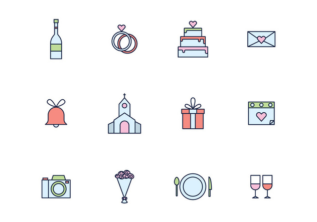 Simple Outlined Wedding Icons - Free vector #429163