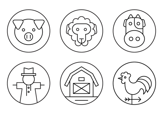 Minimal Farm Icons in Outline Style - Free vector #429373