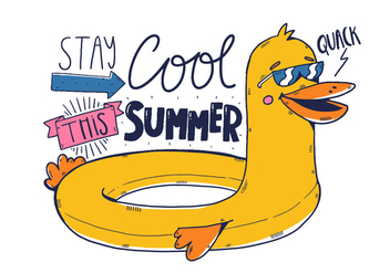 Funny Duck Lifeguard Character Wearing Sunglasses With Quote Summer - vector #429623 gratis