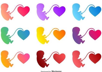 Vector Fetus With A Heart Icon - бесплатный vector #429843