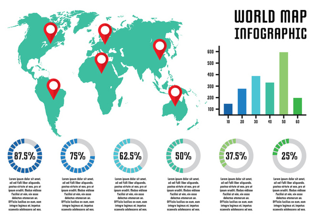 World Map Infographic - vector #431103 gratis