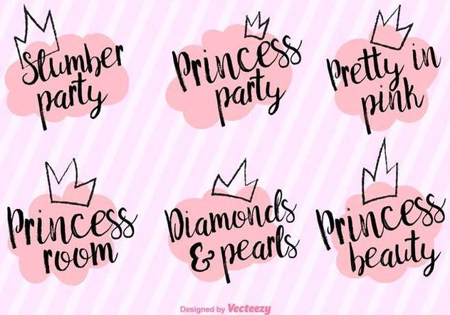 Vector Princess Party Phrases - бесплатный vector #432243